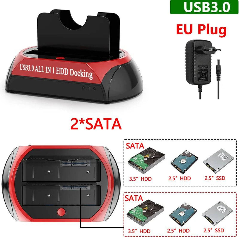 USB To 2.5 3.5 Inch SATA IDE ATA SSD HDD Docking Station Hard Drive Enclosure Dual Slots External Hd Case Hard Disk Box Externo - Property & Safety Tradings