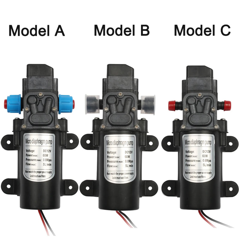 DC 12V 60W Micro Electric Diaphragm Water Pump 5L/min High Pressure Car Washing Spray Water Pump 0.8Mpa 5L/min - PST PS Tradings