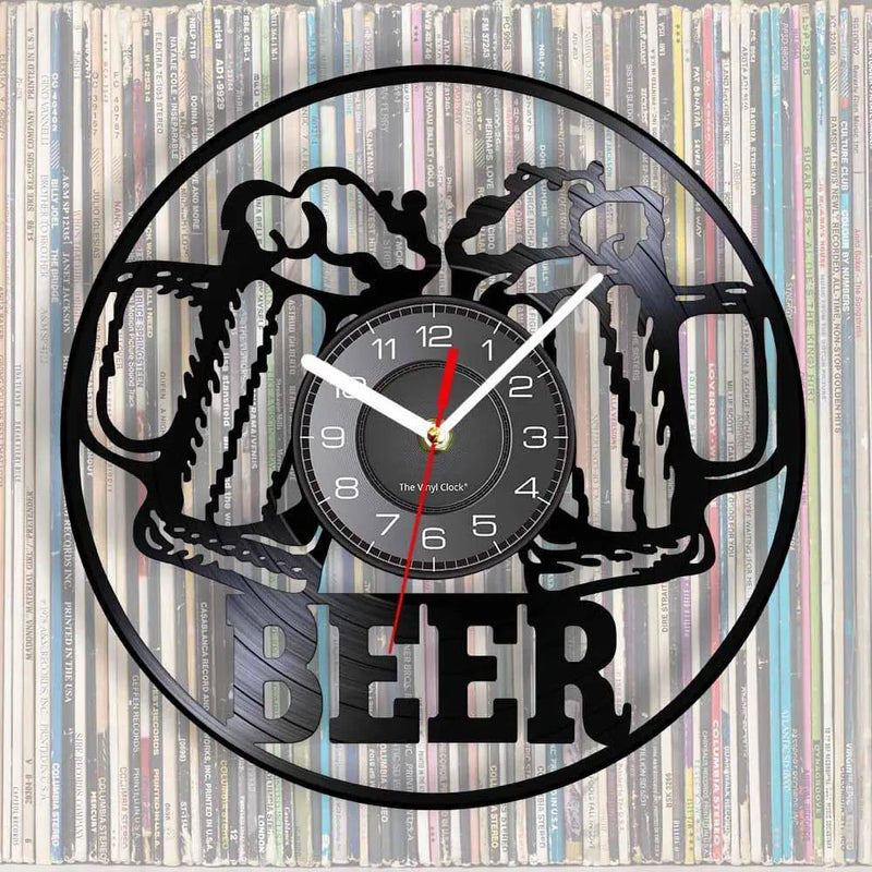 Beer Bar Wall Decor Modern Clock Drinking Hour Pub Vinyl Record Wall Clock Wall Watch Beer Club Decor - Property & Safety Tradings