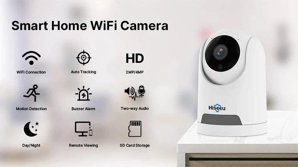 Hiseeu 2K 4MP PTZ IP Camera WIFI Wireless Smart Home Security Surveillance Camera Two-way Audio Indoor Baby Pet Monitor Camera - Property & Safety Tradings