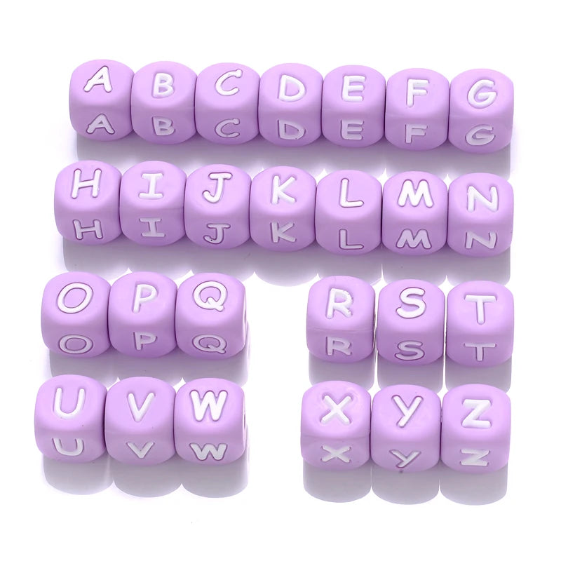 26Pcs Silicone English Letter Beads 12mm Alphabet Silicone Chewing Bead for Pacifier Clip Chain Teether Accessories BPA Free - PST PS Tradings