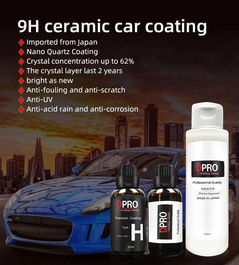 Dpro 9H Ceramic Car Coating Liquid Glass Waterproof Nano Ceramics Paint Care Anti-scratch Hydrophobic Car Detailing Polish Kit - Property & Safety Tradings