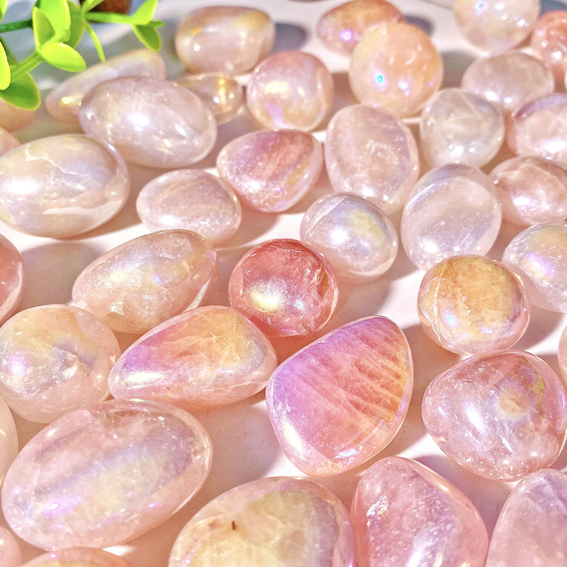 5PCS 10-50mm High Quality Aura Rose Quartz Natural Tumbled Crystal Stones Natural Crystals Chip Quartz Minerals,Gemstones - Property & Safety Tradings