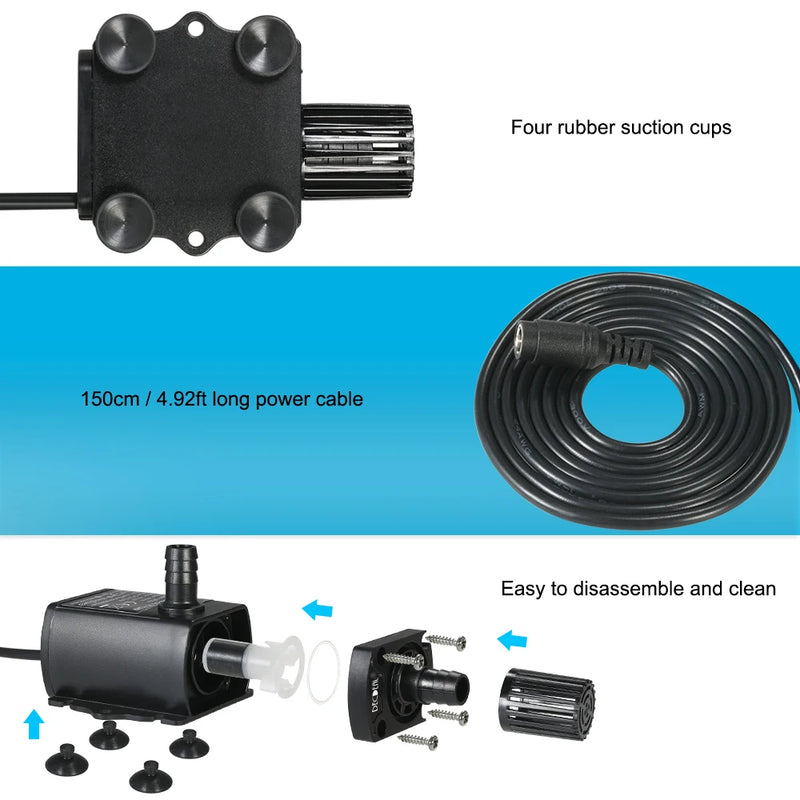 Ultra-quiet Mini DC12V 10W 400L/H Lift 400cm Brushless Water Pump 5.5*2.1mm Female Submersible with Flow Adjustment Function - PST PS Tradings