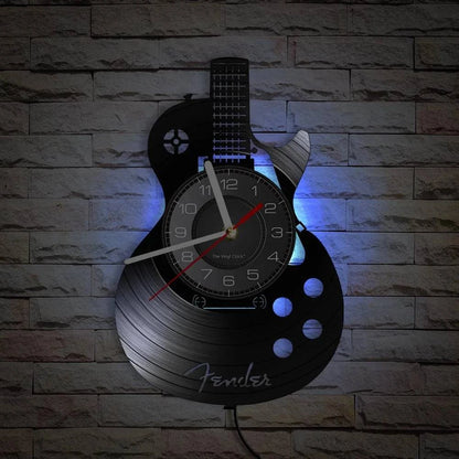 Acoustic Guitar Wall Art Wall Clock Musical Instrument Home Interior Wall Decor Vinyl Record Wall Clock Rock n Roll Musical Gift - PST PS Tradings