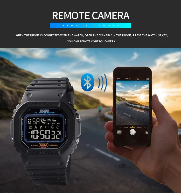 SKMEI 1629 Sports Digital Men Watch Military Pedometer Calorie Tracker Bluetooth Waterproof Mens Wristwatches Reloj Masculino - PST PS Tradings