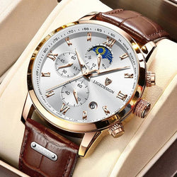 LIGE Men Watch Luxury Leather Waterproof Sport Quartz Wristwatch Chronograph Military Watch for Men Relogio Masculino Men‘s Gift - Property & Safety Tradings