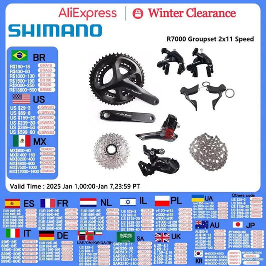 Shimano 105 Group R7000 2x11Speed 170MM 172.5MM 175MM 50-34T Chainring HG601 Chain FD R7000 RD SS/GS 28T Road Bike Rim Groupset - Property & Safety Tradings