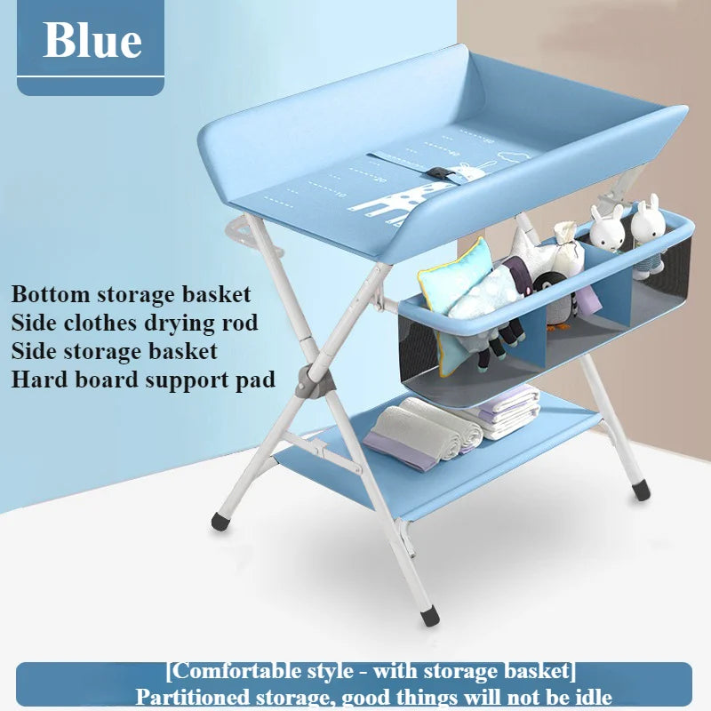 Portable Baby Changing Table for Nursery Height Adjustable Foldable Diaper Table with Swivel Wheels Drying Rack Large Storage - PST PS Tradings