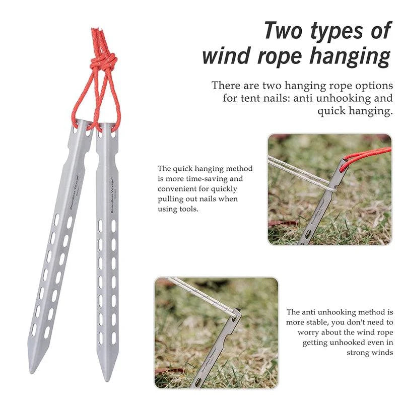 Boundless Voyage Titanium Pegs Outdoor Camping V-type Tent Stakes Portable Tent Titanium Nail Ti4008P - Property & Safety Tradings