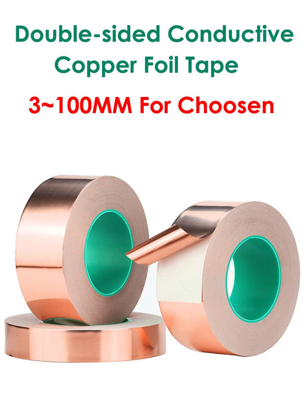 3~50mm *25M Double Sided Conduct Copper Foil Tape Mask Electromagnetic Shielding double side conductive copper foil tape - PST PS Tradings