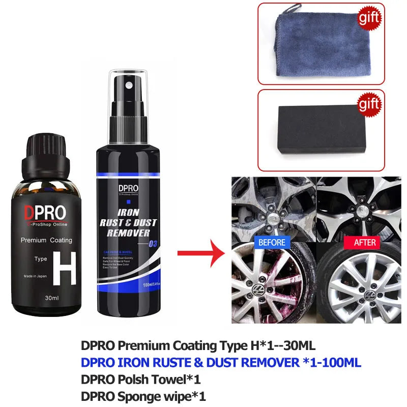 Dpro 9H Ceramic Car Coating Liquid Glass Waterproof Nano Ceramics Paint Care Anti-scratch Hydrophobic Car Detailing Polish Kit - Property & Safety Tradings