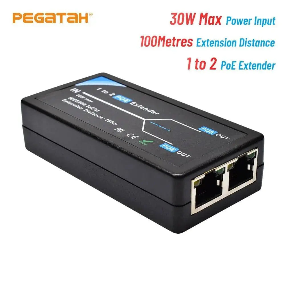 PEGATAH POE Extender 2 /4 ports for IP Camera IEEE802.3af, Extender for IP Port poe extension cable Plug-and-Play - Property & Safety Tradings