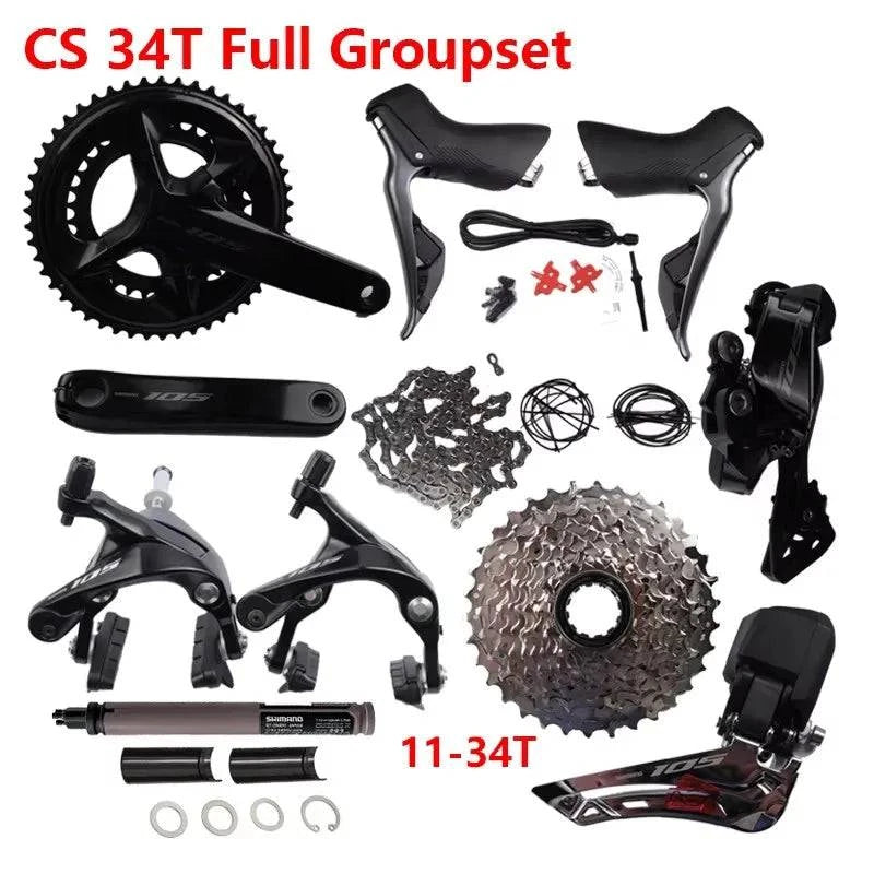 Shimano 105 Di2 Groupset R7100 Crankset Cassette R8150 Shifter R7000 V-Brake Rim Brake Groupset For Road Bike Original Shimano - Property & Safety Tradings