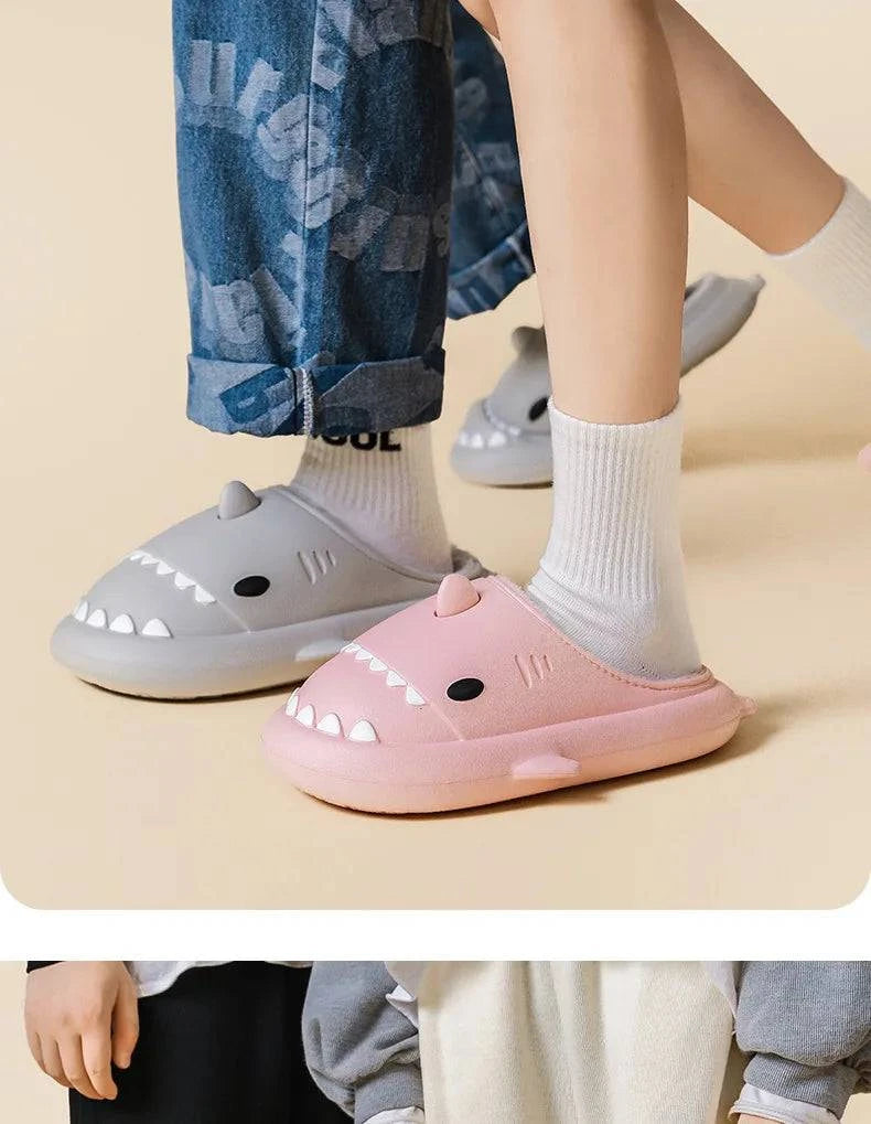 Comwarm Shark Plush Slippers For Women Men Autumn And Winter Warm Cartoon Cotton Slipper Non-Slip Waterproof Outdoor Home Shoes - PST PS Tradings