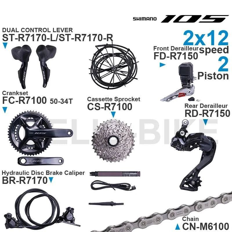 SHIMANO 105 Di2 Groupset ST-R7170 FD-R7150 RD-R7150 FC-R7100 CS-R7100 BR-R7170 BT-DN300 CN-M6100 Original Parts - Property & Safety Tradings