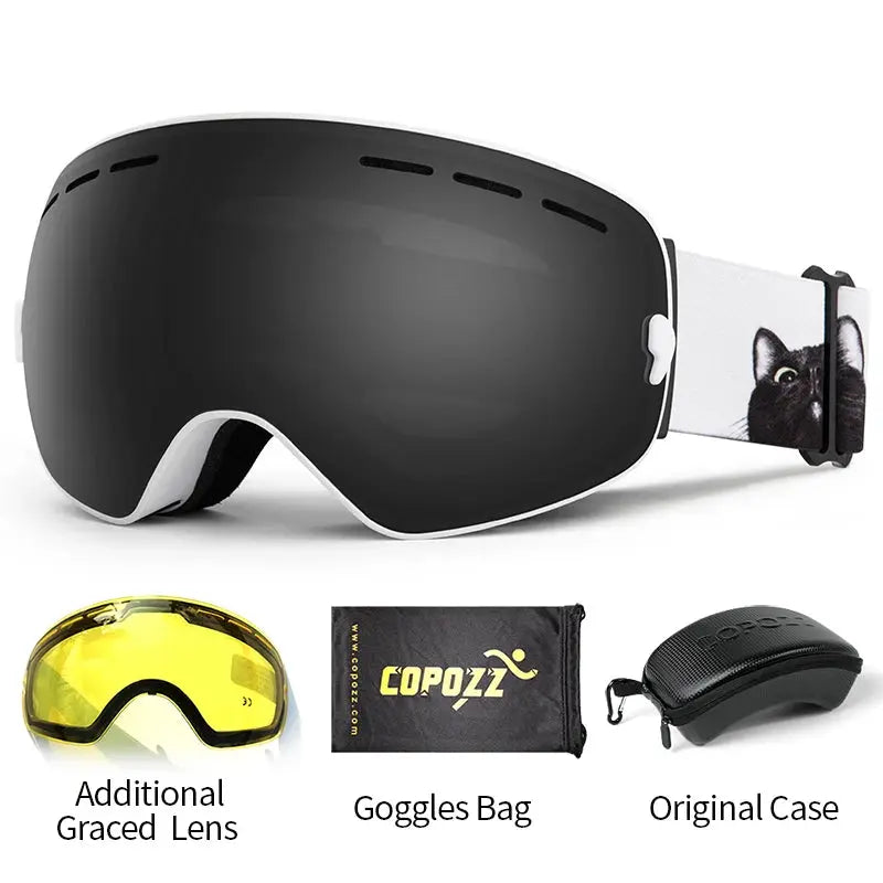 COPOZZ Brand Professional Ski Goggles Double Layers Lens Anti-fog UV400 Big Ski Glasses Skiing Snowboard Men Women Snow Goggles - Property & Safety Tradings