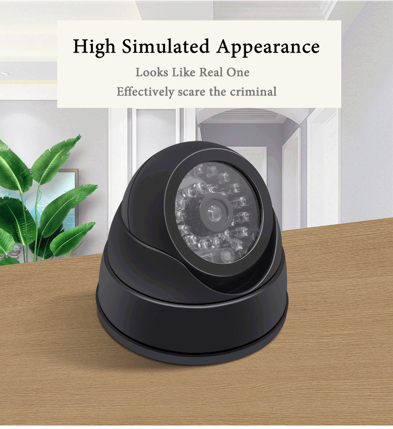 Creative Black Plastic Dome CCTV Dummy Camera Flashing Led Fake Camera Power Via AA Battery Surveillance Security System - PST PS Tradings