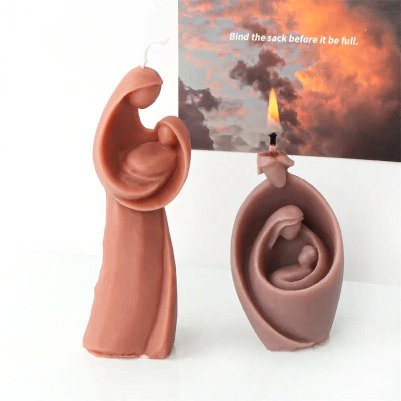 Religious Blessed Virgin Mary Candle Silicone Mold Madonna Goddess Female Deity Portrait Scented Plaster Jesus Resin Epoxy Mould - PST PS Tradings