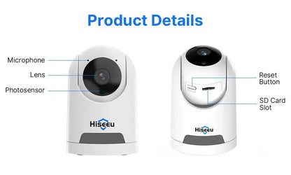 Hiseeu 2K 4MP PTZ IP Camera WIFI Wireless Smart Home Security Surveillance Camera Two-way Audio Indoor Baby Pet Monitor Camera - Property & Safety Tradings