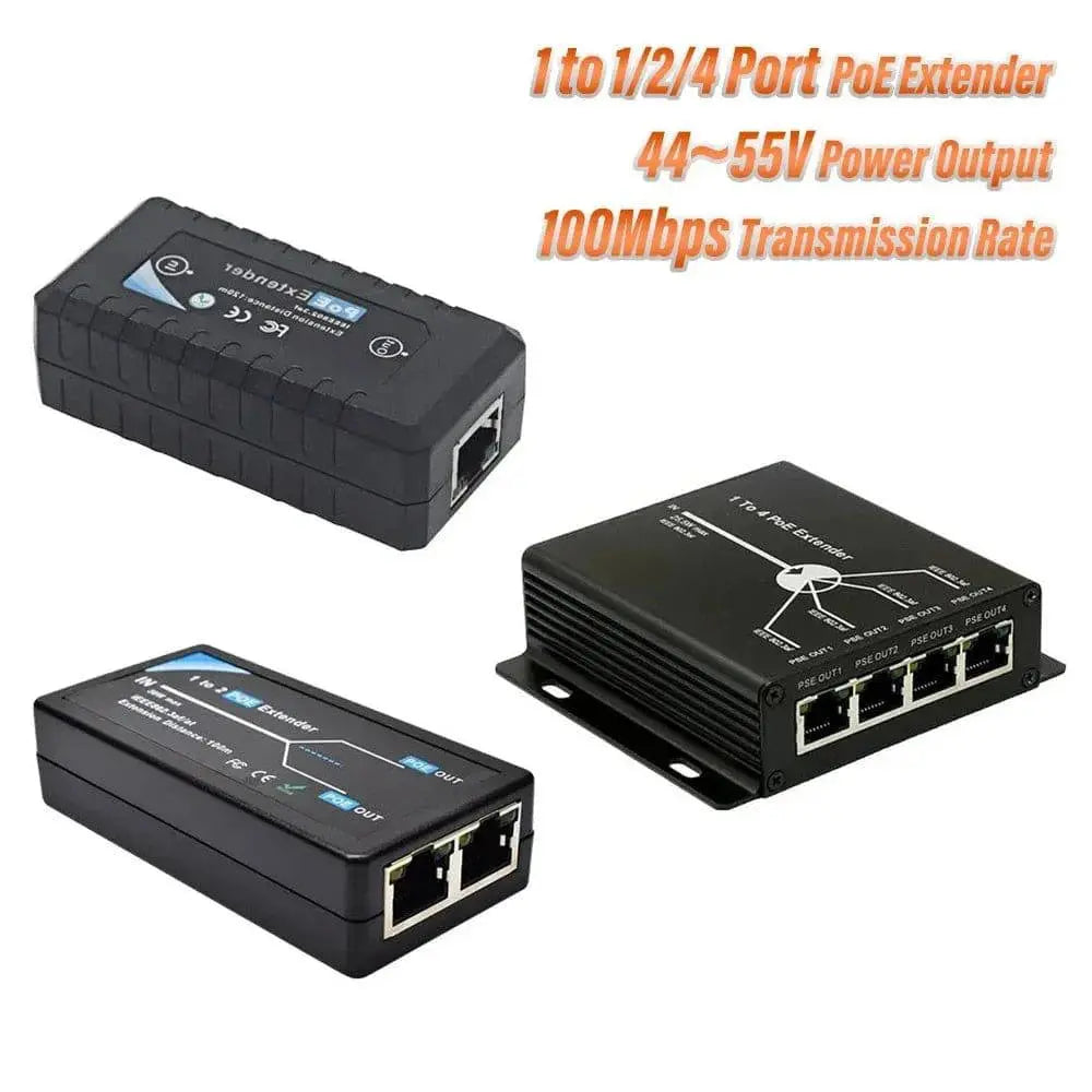 PEGATAH POE Extender 2 /4 ports for IP Camera IEEE802.3af, Extender for IP Port poe extension cable Plug-and-Play - Property & Safety Tradings