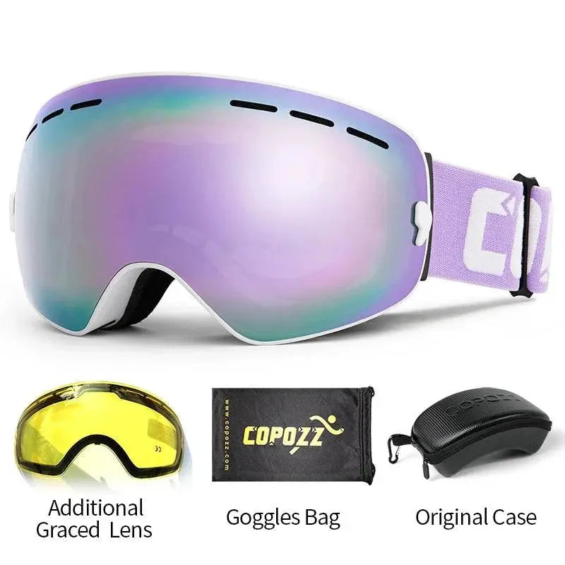 COPOZZ Brand Professional Ski Goggles Double Layers Lens Anti-fog UV400 Big Ski Glasses Skiing Snowboard Men Women Snow Goggles - Property & Safety Tradings