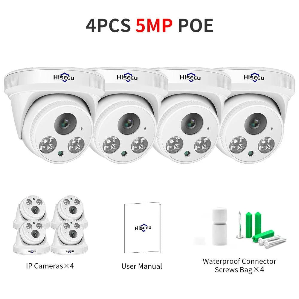 Hiseeu 5MP 3MP POE IP Security Surveillance Camera H.265+ Dome CCTV ONVIF Audio Record Motion Detection Indoor Home Roof - Property & Safety Tradings