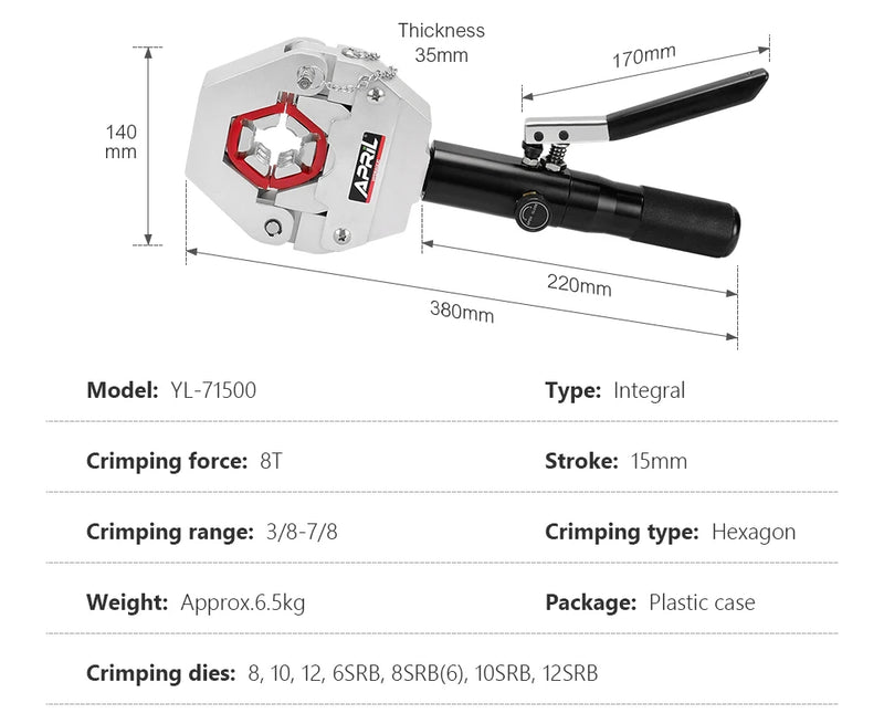 Hydraulic Hose Crimper Hydra-Krimp 71500 Manual A/C Hose Crimper Kit Air Conditioning Repaire Handheld Hydraulic Crimping Tool