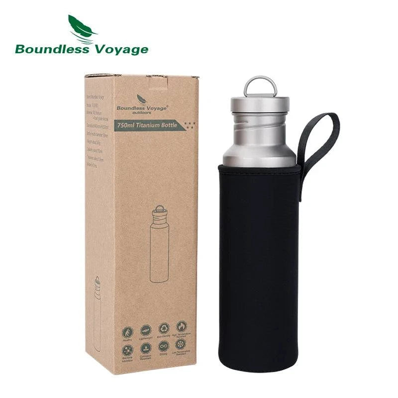 Boundless Voyage Titanium Water Bottle with Titanium Lid Outdoor Camping Cycling Hiking Tableware Drinkware 25.6oz/750ml - Property & Safety Tradings