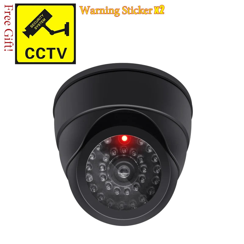 Creative Black Plastic Dome CCTV Dummy Camera Flashing Led Fake Camera Power Via AA Battery Surveillance Security System - PST PS Tradings