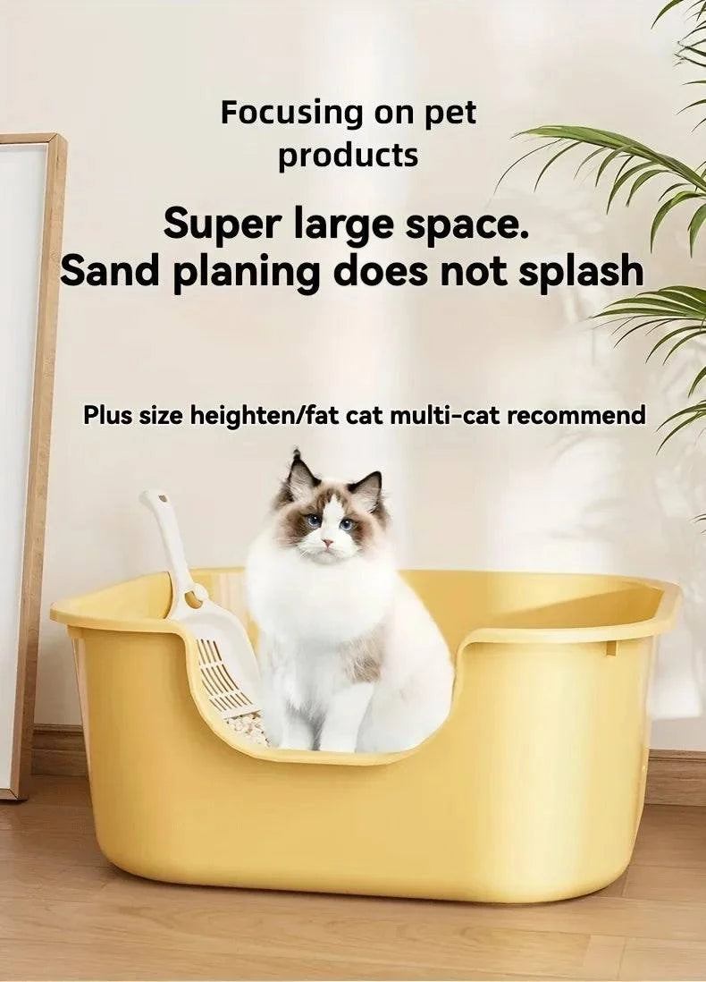 Cat Litter Box with Large Splash Proof Open Design and Free Shovel Suitable for Those Weighing Less Than 30 Pounds - PST PS Tradings