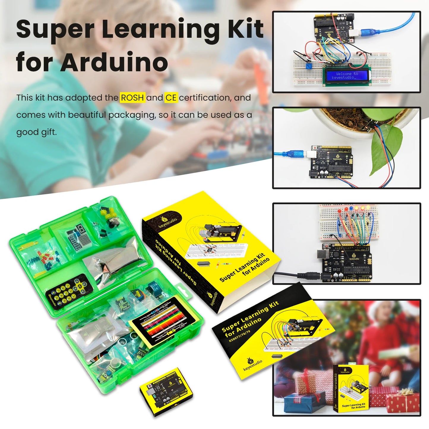 2024 Aktualisierte Version Keyestudio Super Starter Kit für Mega 2560R3 für UNOR3 Board, kompatibel mit Arduino Starter Kit + Tutorial