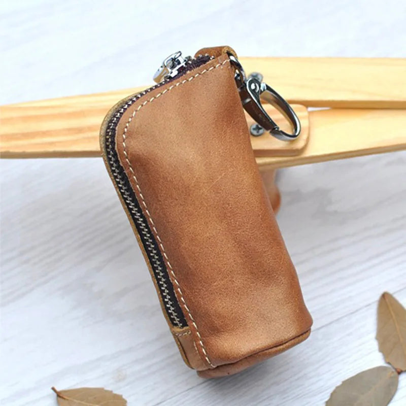 CICICUFF Men Key Bag Genuine Cow Leather Buckets Key Cases Pouch Zipper Keychain Auto Car Key Case Bag Women Home Key Holder - PST PS Tradings