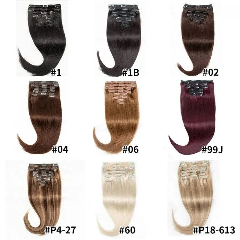 MRSHAIR Clip in Hair Extension Human Hair Real Natural Clip in Hair Extension Double Weft Full Head 7PCS Clip Ins For Add Volume - Property & Safety Tradings