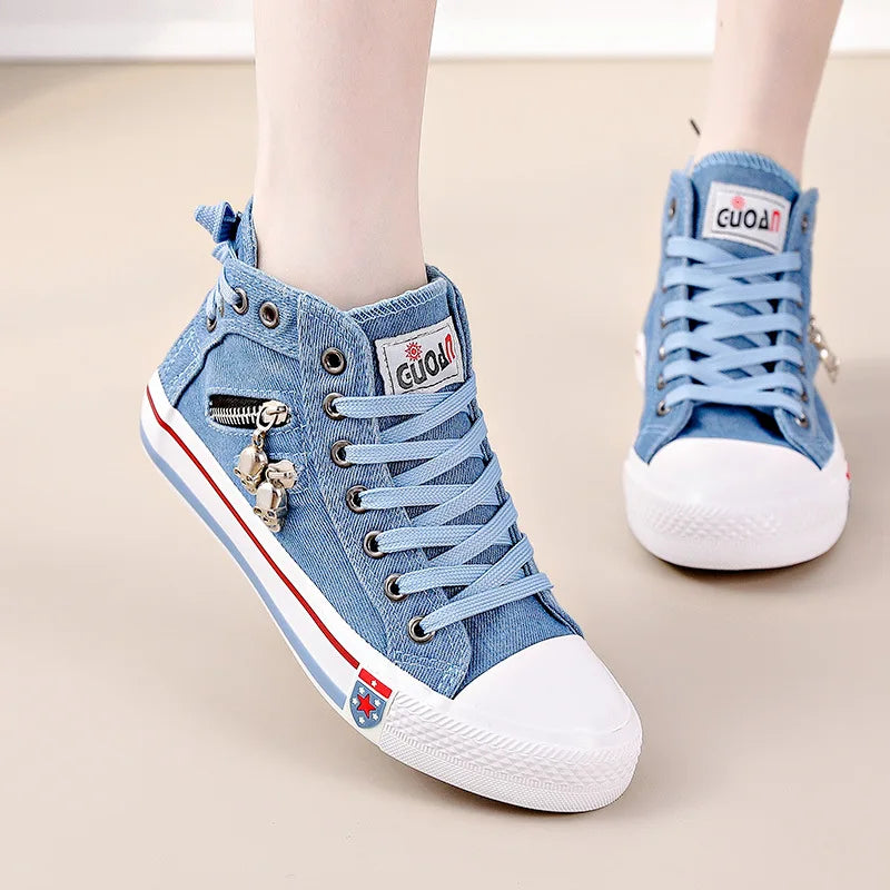 Spring Autumn Casual Sports Walking Skateboard Lace-up Fashion Femmes Women's classic Sneakers Denim Canvas Shoes Large Size 43 - PST PS Tradings