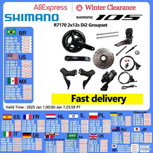 Shimano 105 Di2 R7170 R7100 2x12Speed Crank 170mm/172.5mm R7150 Rear Derailleur R7100 11-36T/11-34T Cassette Road Bike Groupset - Property & Safety Tradings