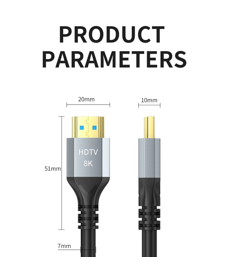 8K HDMI 2.1 Kabel 4K@120Hz 8K@60Hz 48Gbps EARC ARC HDCP Ultra High Speed HDR für RTX Videokabel PC Laptop Projektor HD TV PS5