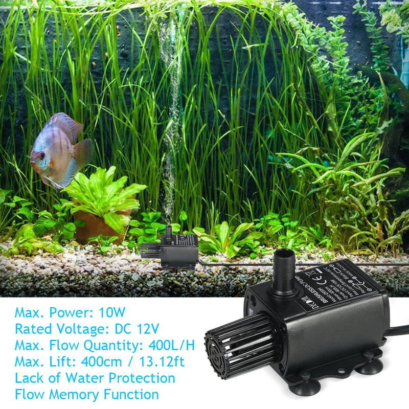 Ultra-quiet Mini DC12V 10W 400L/H Lift 400cm Brushless Water Pump 5.5*2.1mm Female Submersible with Flow Adjustment Function - PST PS Tradings