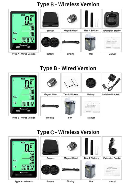 WEST BIKING 2.8 inch Bicycle Computer Large Screen Speedometer Wireless Wired Waterproof Sensor Cycling Odometer Bike Computer - Property & Safety Tradings