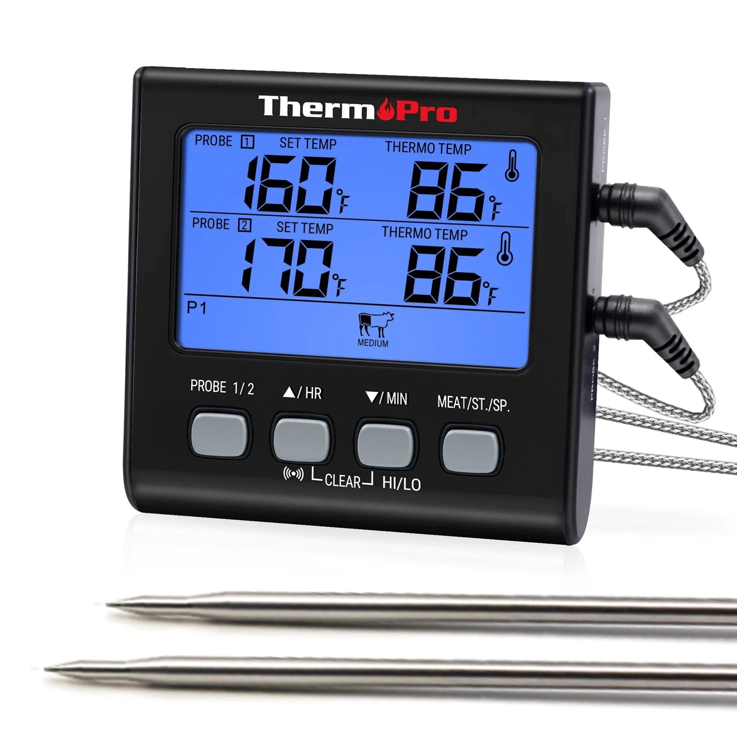 ThermoPro TP17 Dual Probes Digital Outdoor Meat Thermometer Cooking BBQ Oven Thermometer with Big LCD Screen For Kitchen - Property & Safety Tradings