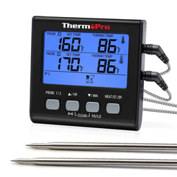 ThermoPro TP17 Dual Probes Digital Outdoor Meat Thermometer Cooking BBQ Oven Thermometer with Big LCD Screen For Kitchen - Property & Safety Tradings