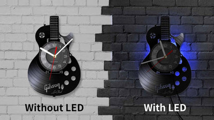 Acoustic Guitar Wall Art Wall Clock Musical Instrument Home Interior Wall Decor Vinyl Record Wall Clock Rock n Roll Musical Gift - PST PS Tradings