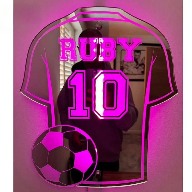 Personalized Football Jersey Mirror Light Custom Name Uniform Number LED Mirror Night Light Room Decoration Christmas Gifts - Property & Safety Tradings