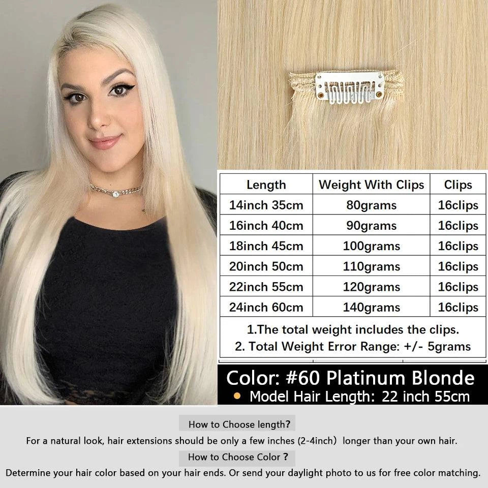 MRSHAIR Clip in Hair Extension Human Hair Real Natural Clip in Hair Extension Double Weft Full Head 7PCS Clip Ins For Add Volume - Property & Safety Tradings