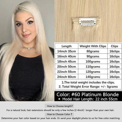 MRSHAIR Clip in Hair Extension Human Hair Real Natural Clip in Hair Extension Double Weft Full Head 7PCS Clip Ins For Add Volume - Property & Safety Tradings