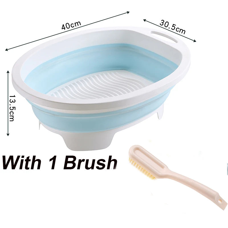 Portable Hand Washing Foldable Basin With Brush Home School Dormitory Washboard Basin For Clothes Cleaning Tools - PST PS Tradings