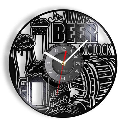 Beer Bar Wall Decor Modern Clock Drinking Hour Pub Vinyl Record Wall Clock Wall Watch Beer Club Decor - Property & Safety Tradings