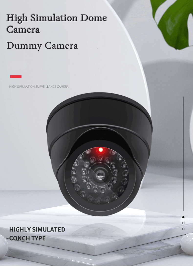 Creative Black Plastic Dome CCTV Dummy Camera Flashing Led Fake Camera Power Via AA Battery Surveillance Security System - PST PS Tradings