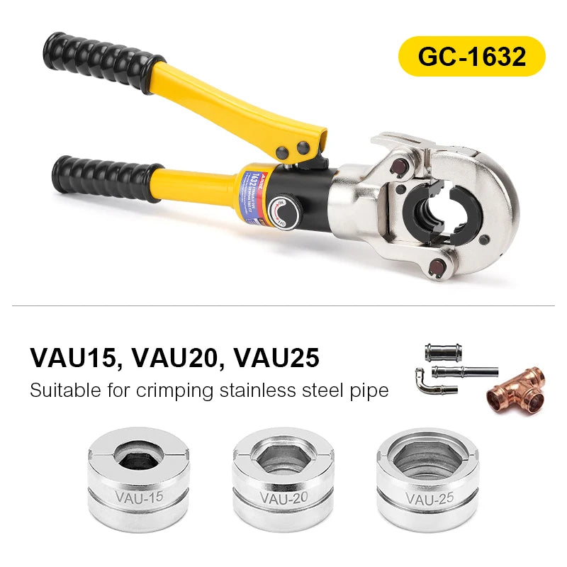 Europe Warehouse Hydraulic Pex Pipe Crimping Tools for Pex,Stainless Steel and Copper Pipe with TH,U,V,M,VAU jaws