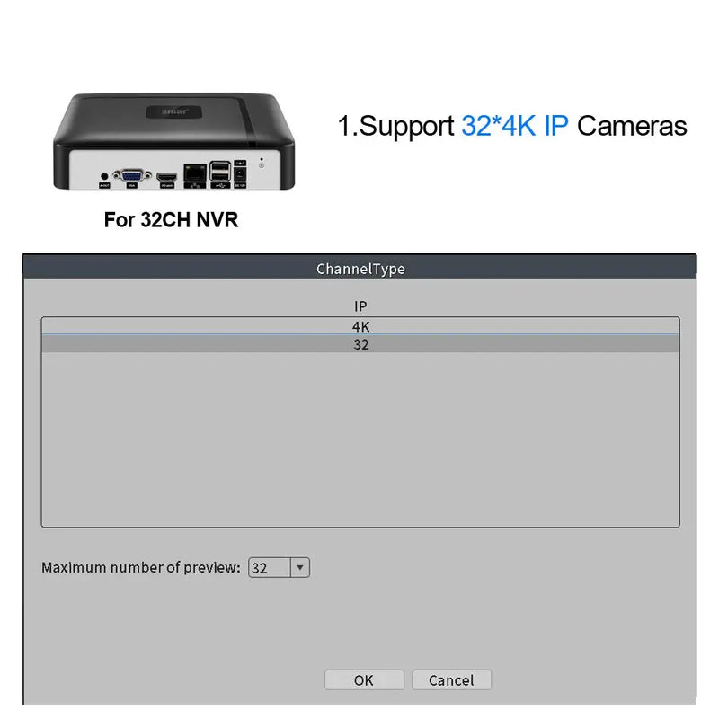 Smar H.265 CCTV NVR 8CH 9CH 16CH 32CH For 5MP 4K IP Camera Support Face Detection Email Alart Video DVR Recorder XMEYE APP Onvif - Property & Safety Tradings